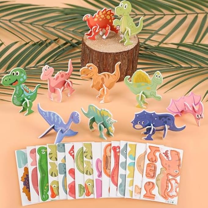 30 PCS EDUCATIONAL 3D CARTOON PUZZLES FOR KIDS,3D DINOSAUR ANIMAL LEARNING EDUCATIONAL PAPER PUZZLE GAME FOR DIY CRAFTS BIRTHDAY PARTY FAVOR GIFTS - Image 1